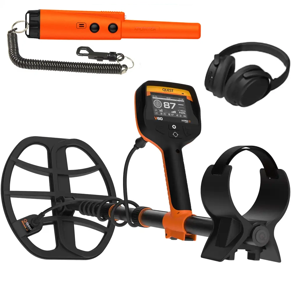 Quest V60 Metalldetektor + gratis XPointer Orange Pinpointer